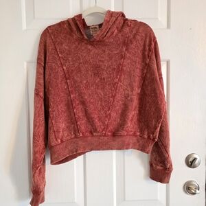 Bloom & Blare Washed Rose Cropped Hoodie - Faded Rose Pullover